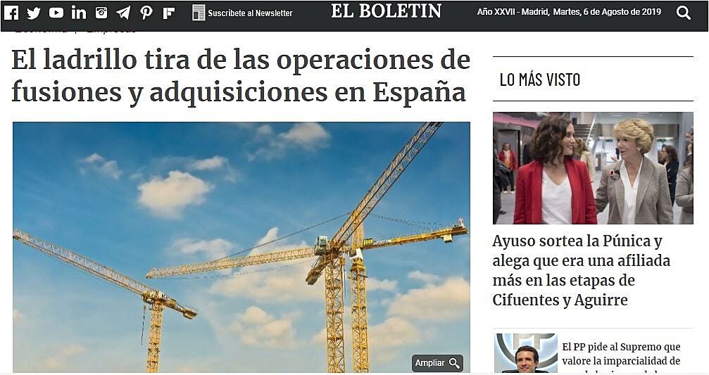 El ladrillo tira de las operaciones de fusiones y adquisiciones en Espaa